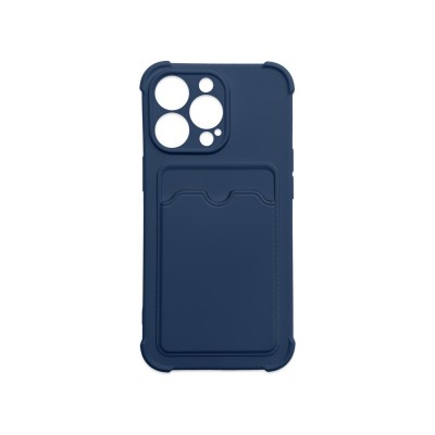 Husa Premium, iPhone 13 Pro Max Cu Protectie Camera, Colturi Intarite, Suport Card, Albastru